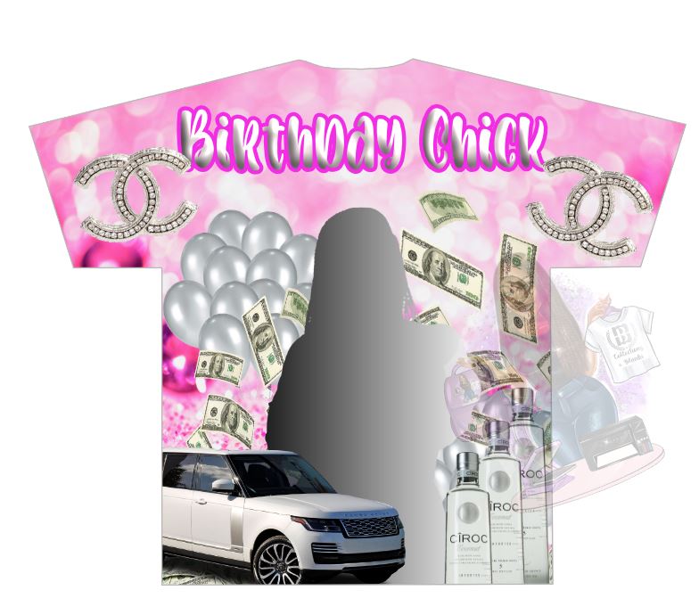 3D ALLL OVER T-SHIRT customizable template - Birthday Chick freeshipping - MBM Collectionz & Blanks